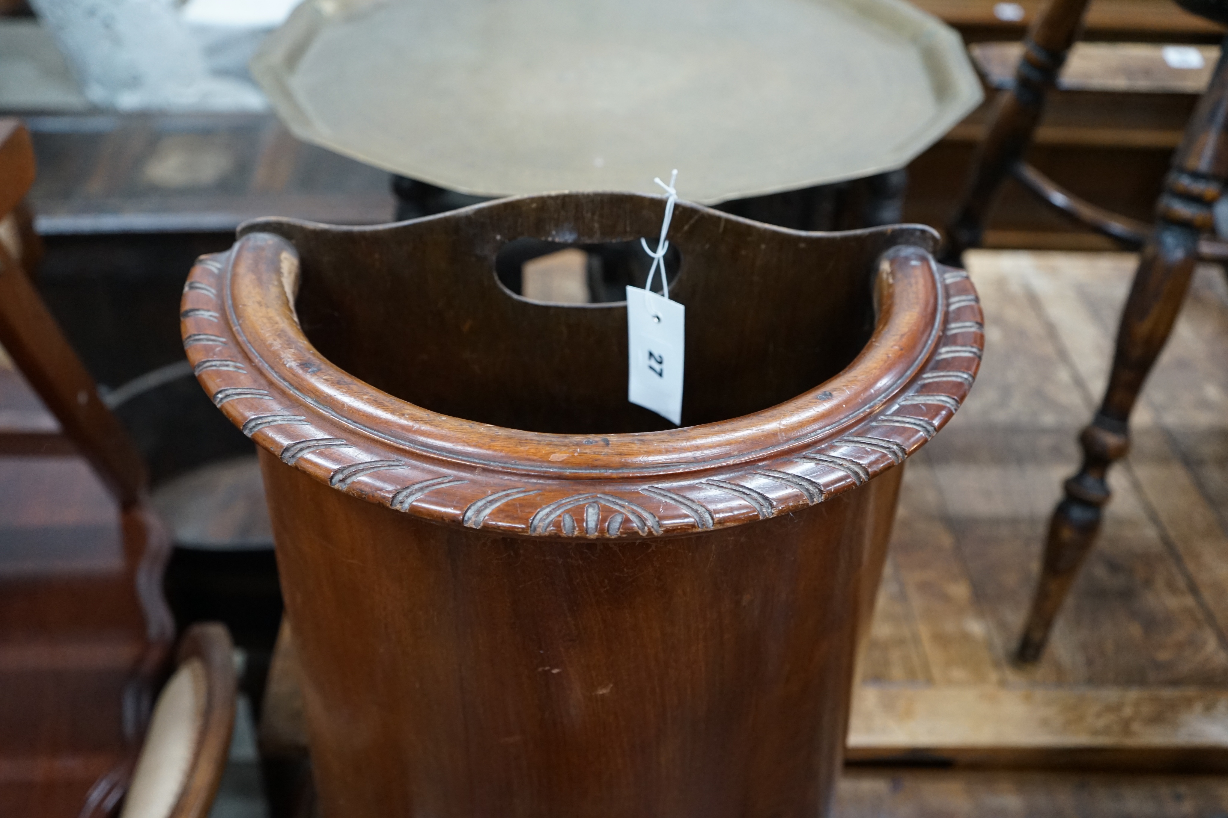 A 20th century mahogany demi-lune stick stand, height 58cm